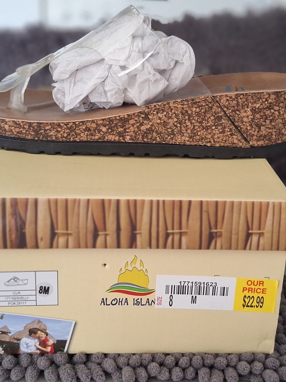 Aloha Island Clear Strap Cork Wedge Sandal